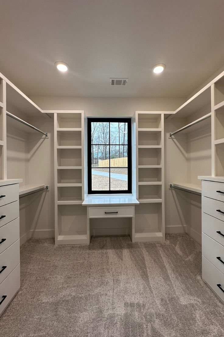 Custom walk-in closet with built-in shelving — MDR Design-Build-Remodel